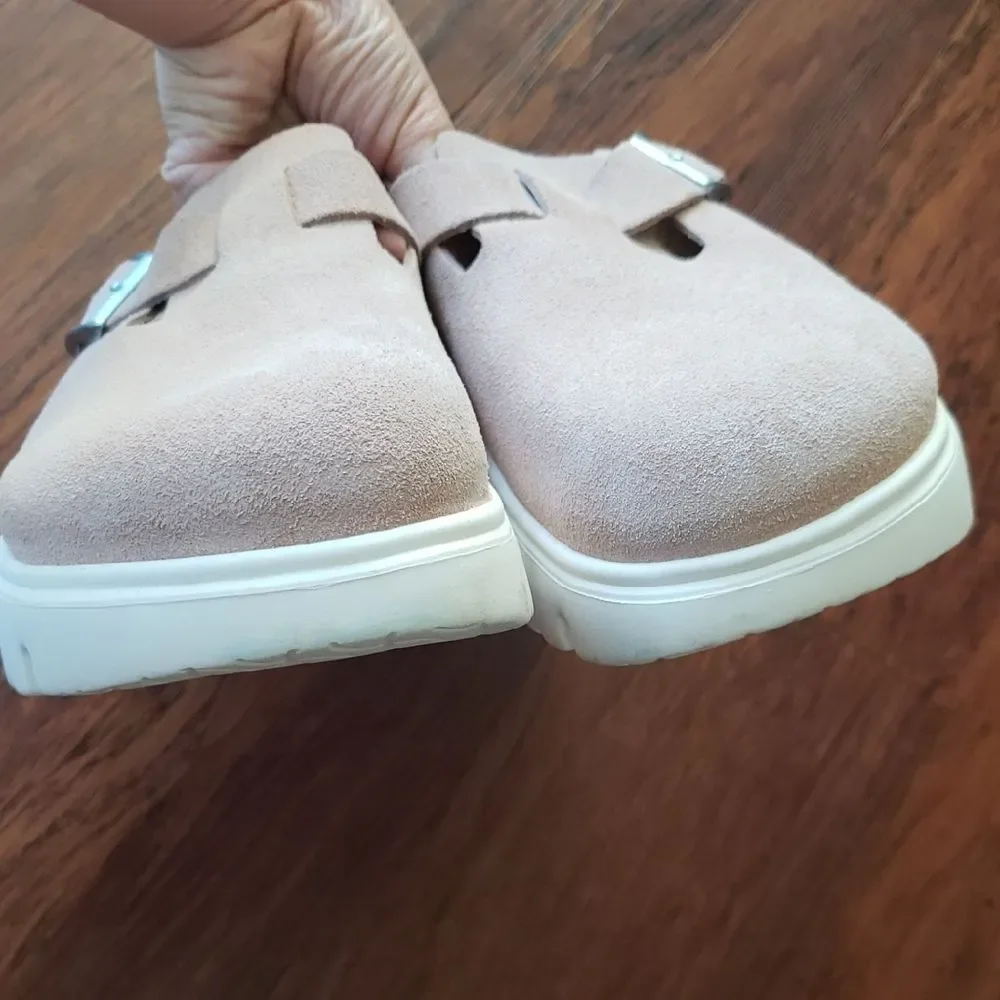 Birkenstock Papillio Light Rose Suede Chic Retro Feminine Chunky Boston Size 42 - Picture 7 of 11